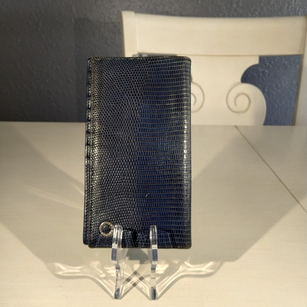 Authentic Blue Bvlgari Unisex Long Leather Wallet Made In Italy with COA